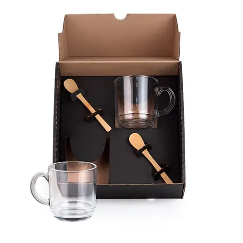 Kit Canecas com Colheres 4 Pçs SMKT-9039F